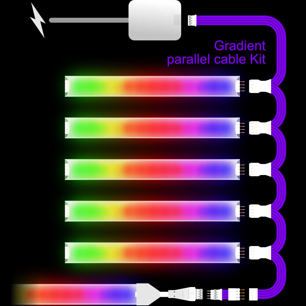 Gradient - Parallel Cable | BLACK Multi Point Splitter 2,3,4+ way | in Meters