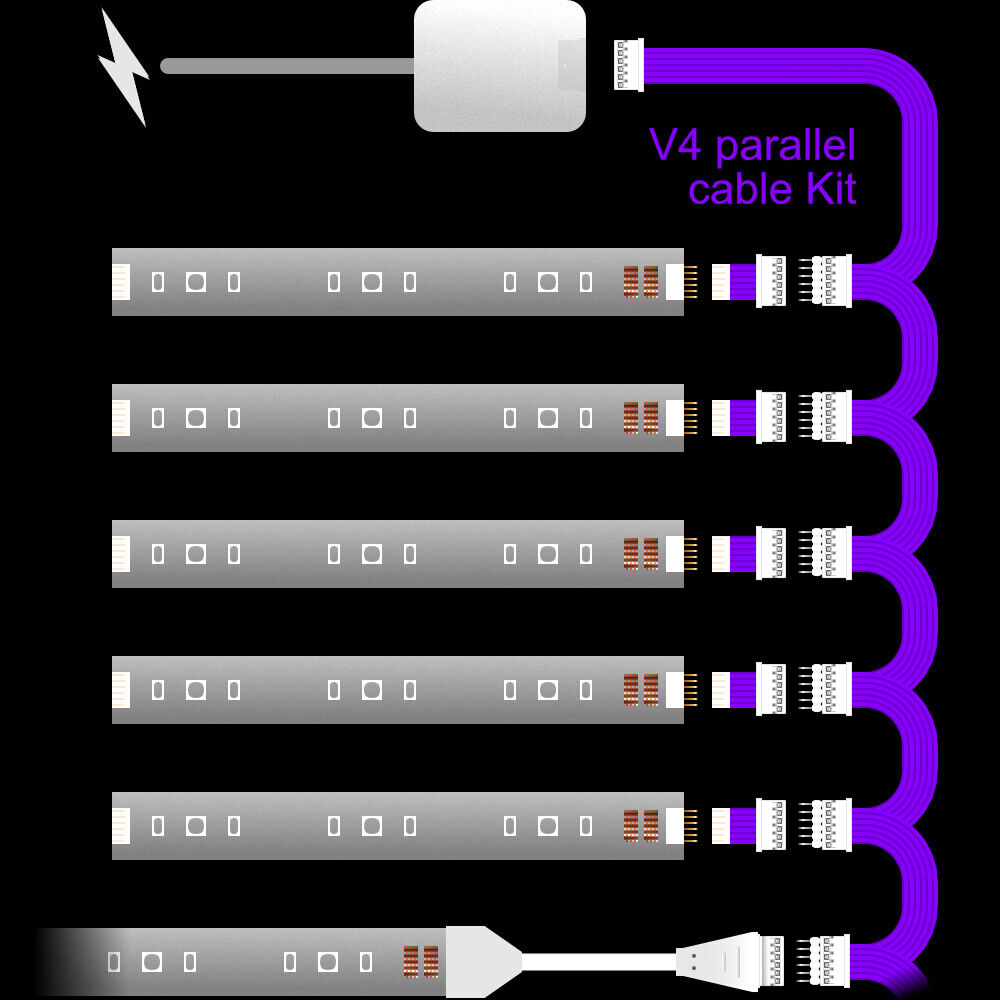 Plus V4 - Parallel Cable | WHITE Multi Point Splitter 3,4,5,6,7,8+ way | in Feet