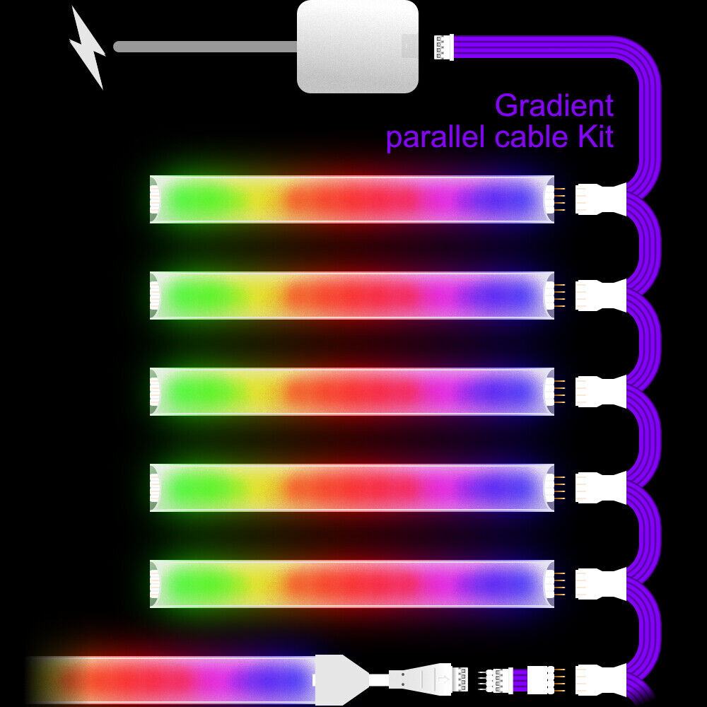 Gradient - Parallel Cable | BLACK Multi Point Splitter 2,3,4+ way | in Meters