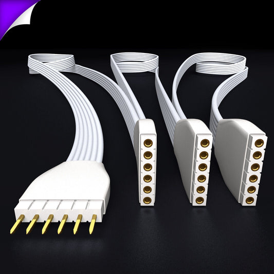 Plus V2 & V3 - WEISSES Parallelkabel | Mehrpunktsplitter 3,4,5,6,7,8+ Wege | in Fuß