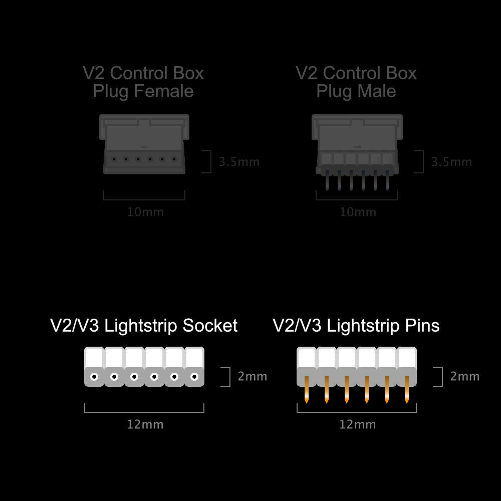Plus V2 & V3 - Pin- en contactdoosstrips | 6-pins enkel 