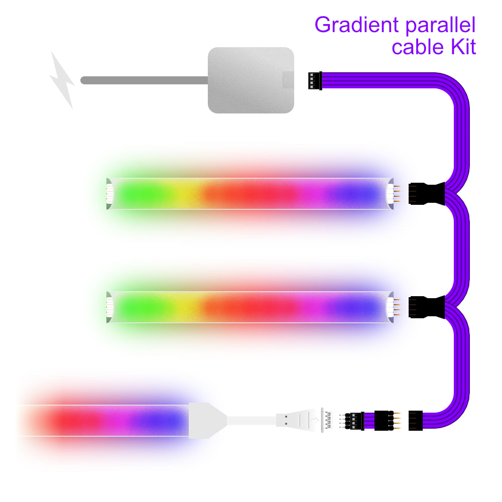 Gradient - Parallel Cable | BLACK Multi Point Splitter 2,3,4+ way | in Feet - 3 / upto 3inch / upto 18inch - LightStrips Anonymous