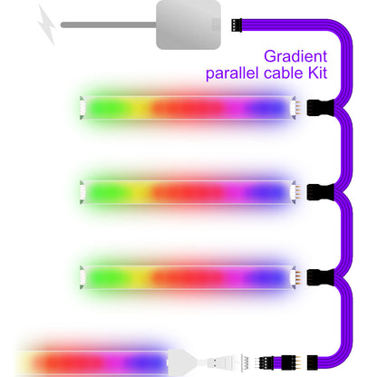 Gradient - Parallel Cable | BLACK Multi Point Splitter 2,3,4+ way | in Feet - 4 / upto 3inch / upto 3inch - LightStrips Anonymous