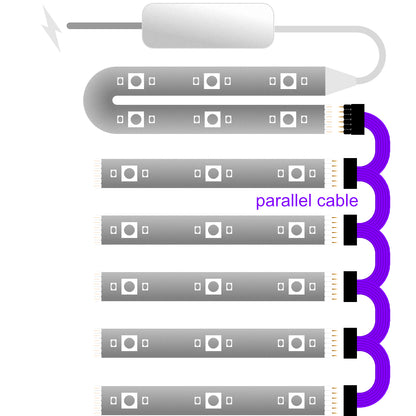 Plus V2 & V3 - Parallel Cable | BLACK Multi Point Splitter 3,4,5,6,7,8+ way | in Feet - 6 / upto 4feet / upto 3inch - LightStrips Anonymous
