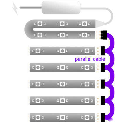 Plus V2 & V3 - Parallel Cable | BLACK Multi Point Splitter 3,4,5,6,7,8+ way | in Feet - 7 / upto 4feet / upto 3inch - LightStrips Anonymous
