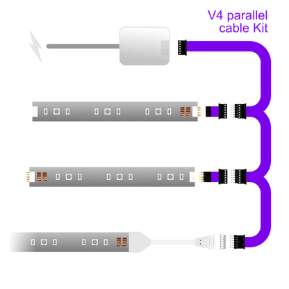 Plus V4 - Parallel Cable | BLACK Multi Point Splitter 3,4,5,6,7,8+ way | in Feet - 3 / upto 4feet / upto 3inch - LightStrips Anonymous