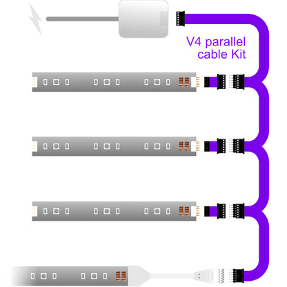 Plus V4 - Parallel Cable | BLACK Multi Point Splitter 3,4,5,6,7,8+ way | in Feet - 4 / upto 4feet / upto 3inch - LightStrips Anonymous